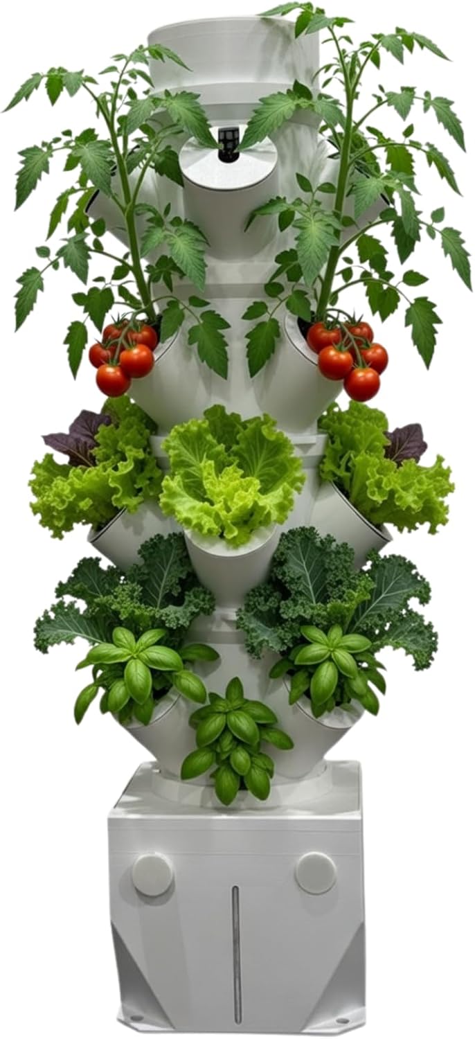 Seed, Soil and More Vertiflow Grow Tower-16 Plants, Herbs, Vegetables - Hydroponic Herb Garden Planter Kit - Indoor/Outdoor Gardening System