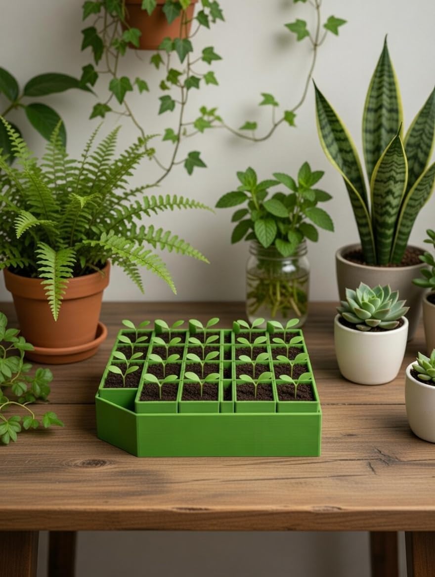 Seed Soil and More Seedling Transplant Tray-Handles for Transplanting, Incredible 35 Plant copacity, Extra-Thick Reusable Germination Kit, for Indoor, Outdoor & Greenhouse Use