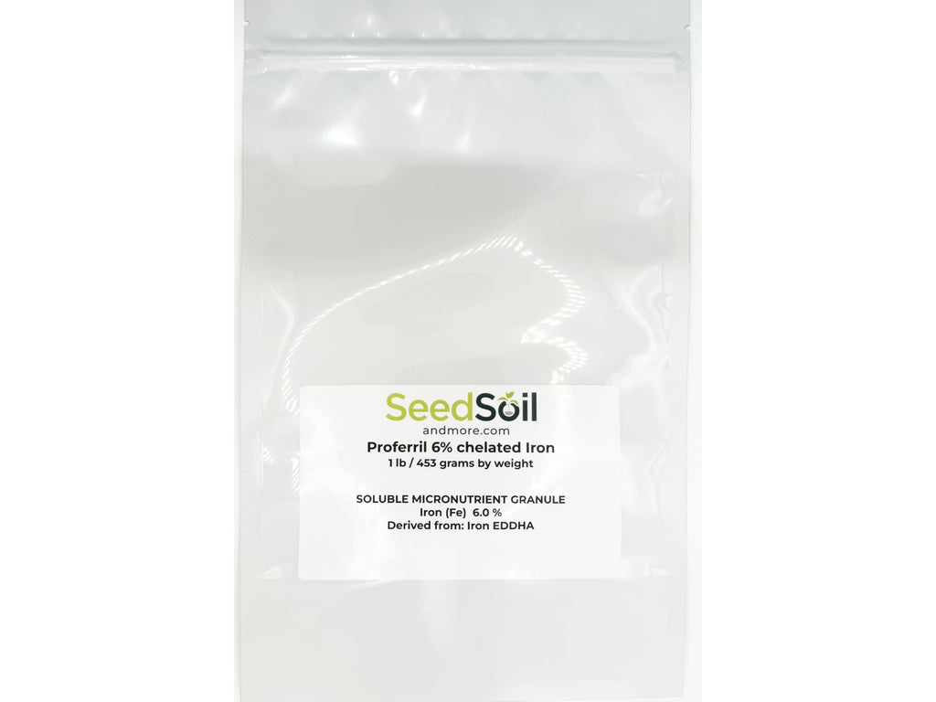 Proferril 6% Chelated Iron-100% Water Soluble Micronutrient for Plants, Lawns, Hydroponics - Corrects Iron Chlorosis & Yellow Leaves - Made in USA - 1 Pound (1 lb)