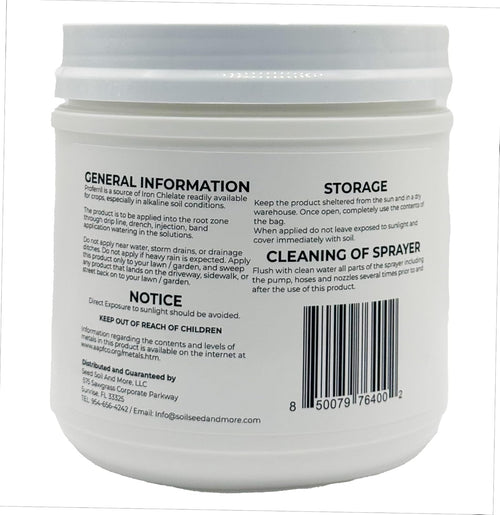 Proferril 6% Chelated Iron-100% Water Soluble Micronutrient for Plants, Lawns, Hydroponics - Corrects Iron Chlorosis & Yellow Leaves - Made in USA - 1 Pound
