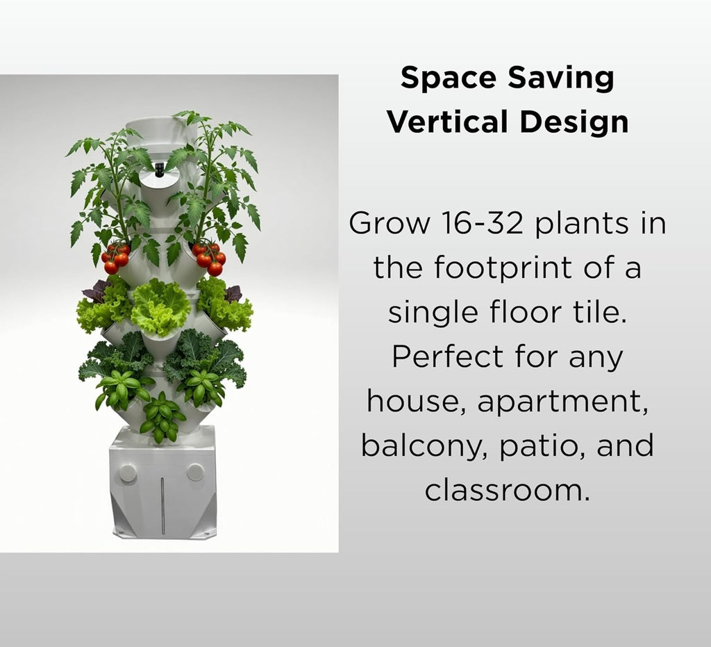 Seed, Soil and More Vertiflow Grow Tower-16 Plants, Herbs, Vegetables - Hydroponic Herb Garden Planter Kit - Indoor/Outdoor Gardening System