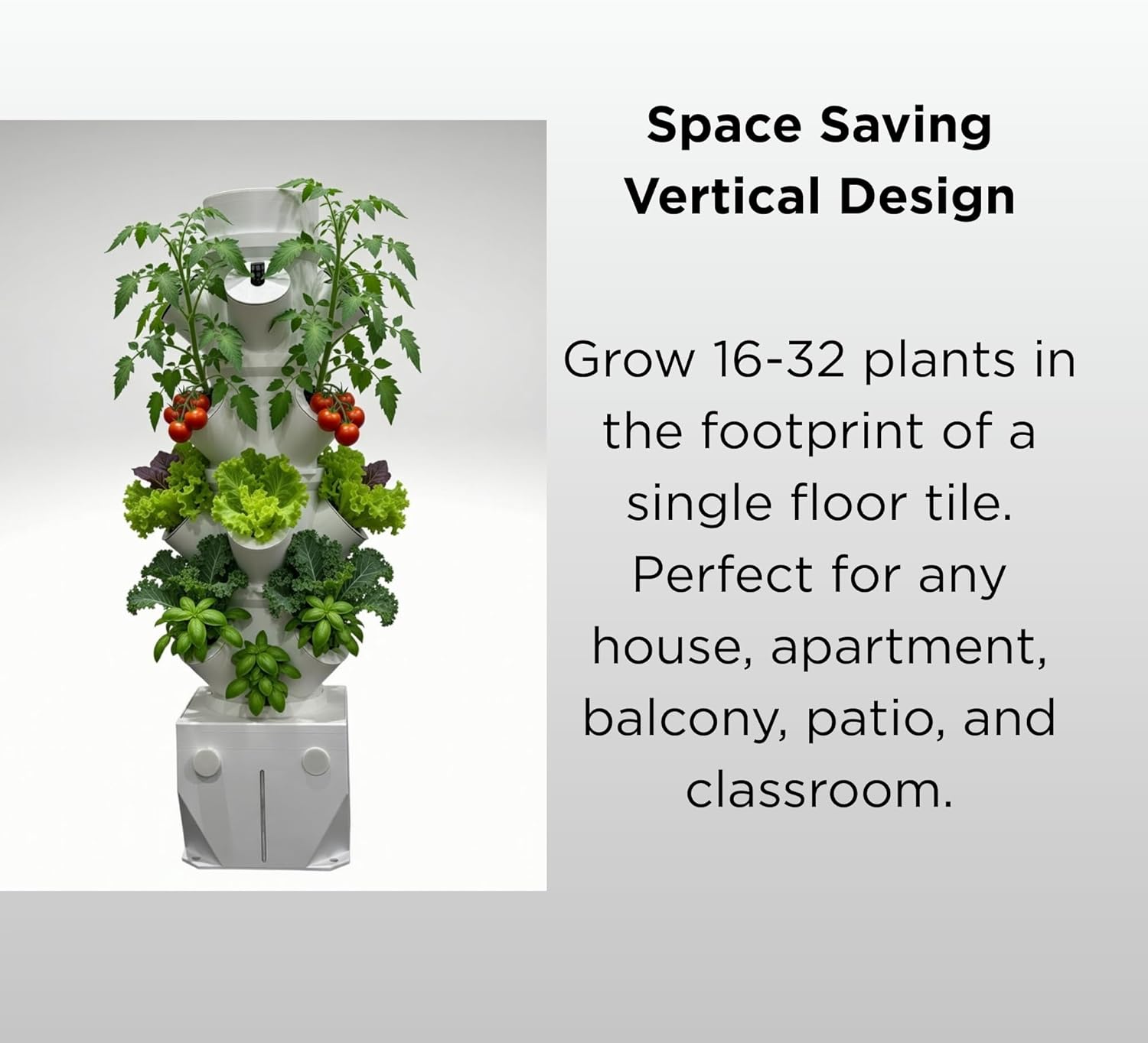 Seed, Soil and More Vertiflow Grow Tower-16 Plants, Herbs, Vegetables - Hydroponic Herb Garden Planter Kit - Indoor/Outdoor Gardening System