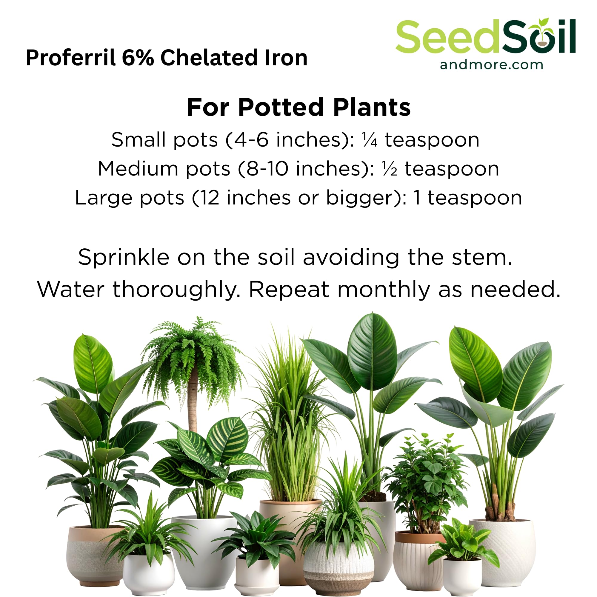 Proferril 6% Chelated Iron-100% Water Soluble Micronutrient for Plants, Lawns, Hydroponics - Corrects Iron Chlorosis & Yellow Leaves - Made in USA - 1 Pound (1 lb)